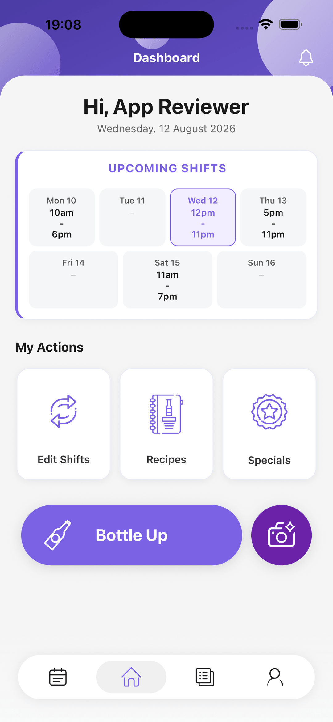 Your bar at a glance
