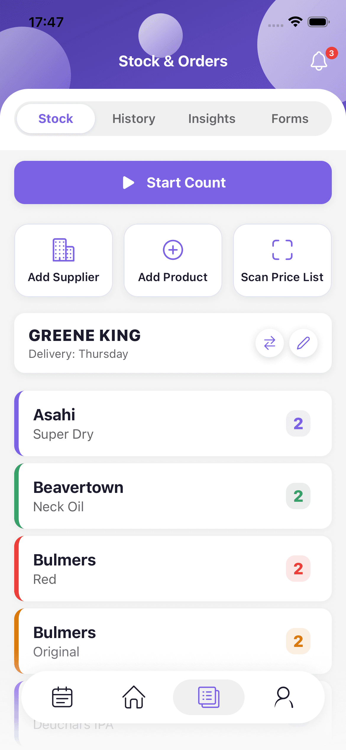 Order stock from suppliers